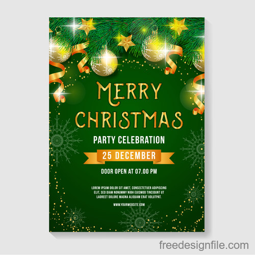 Christmas party poster or flyer template vector 04