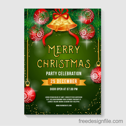 Christmas party poster or flyer template vector 05