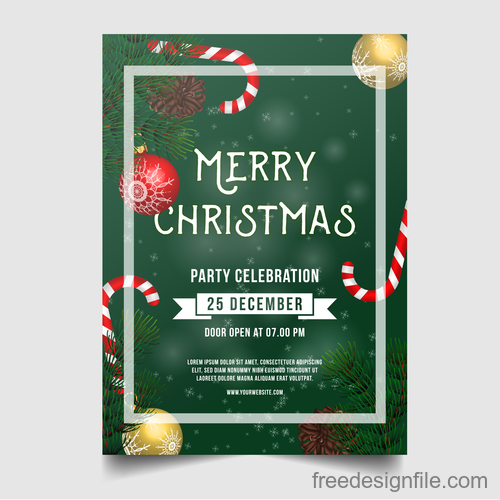 Christmas party poster or flyer template vector 06
