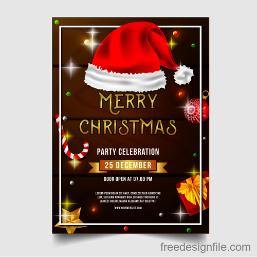Christmas party poster or flyer template vector 07