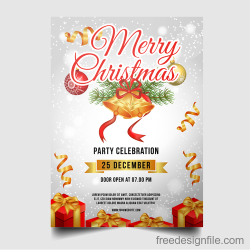 Christmas party poster or flyer template vector 08