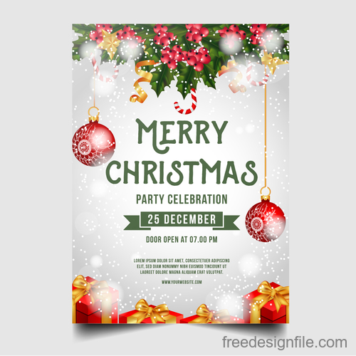 Christmas party poster or flyer template vector 09
