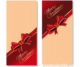 Christmas red bow on beige background vector banners 03