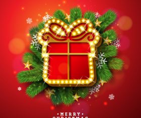 Christmas shiny card with new year design vector