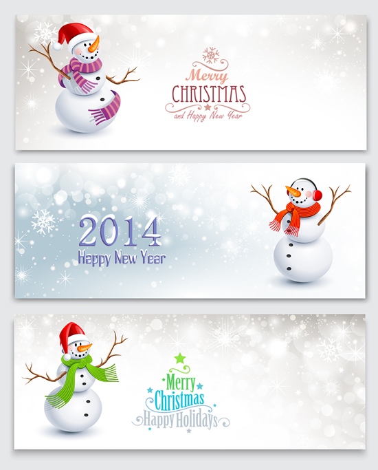 Christmas snowman banner vector