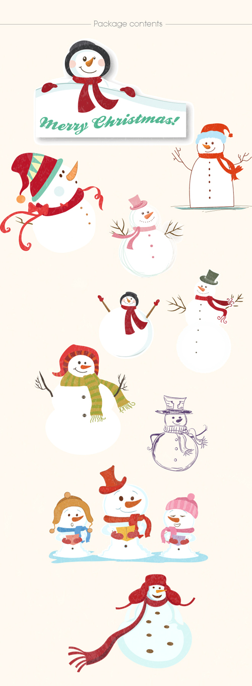 Christmas snowmen vectors