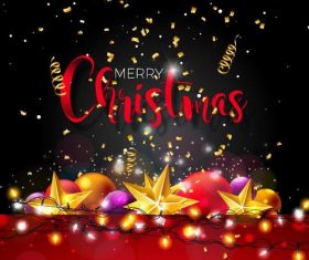 Christmas stars decor with golden ribbon vector