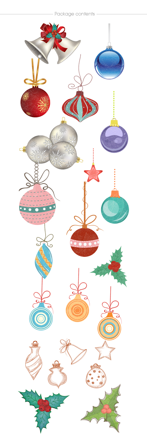 Christmas tree ornaments vector