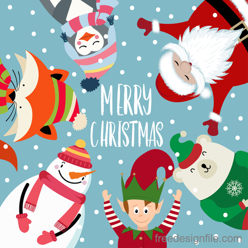 Christmas winter greeting card vector material 01