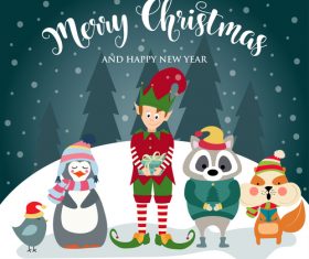 Christmas winter greeting card vector material 02