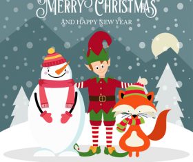 Christmas winter greeting card vector material 03