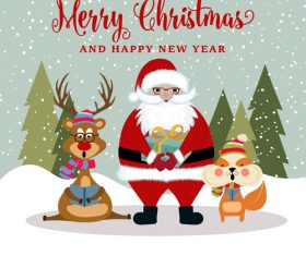 Christmas winter greeting card vector material 04