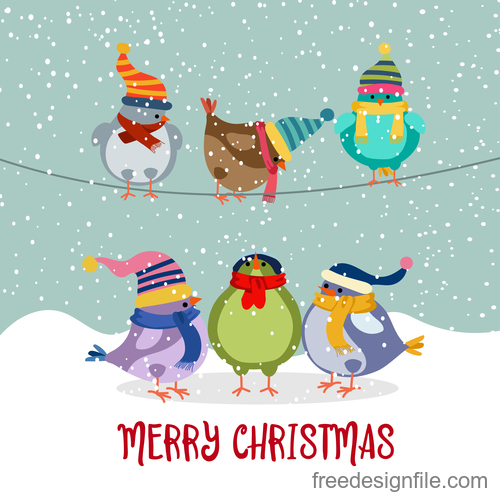 Christmas winter greeting card vector material 06