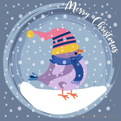 Christmas winter greeting card vector material 07