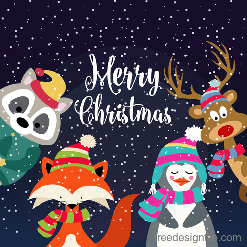 Christmas winter greeting card vector material 08