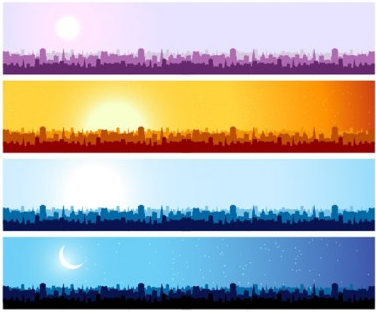 City silhouette banner background set vector