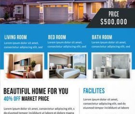 Clean Real Estate Flyer with Poster PSD Template