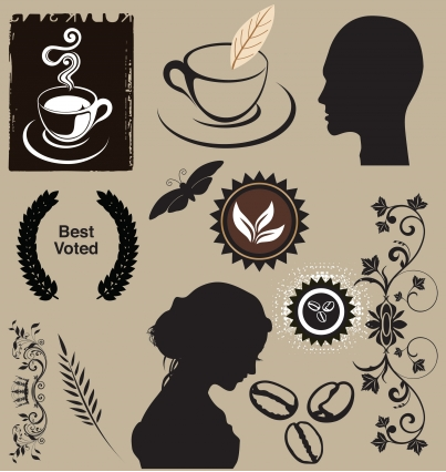 Coffee elements set vector