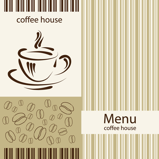 Coffee house menu cover vector material