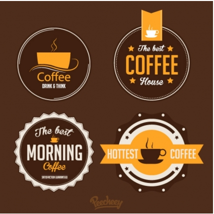 Coffee stickers Free design vector