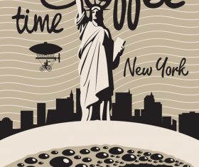 Coffee time vintage city poster template vector 01