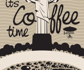 Coffee time vintage city poster template vector 02