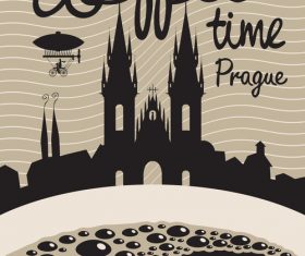 Coffee time vintage city poster template vector 03