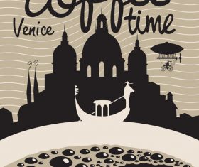 Coffee time vintage city poster template vector 04