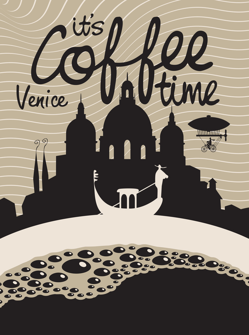Coffee time vintage city poster template vector 04