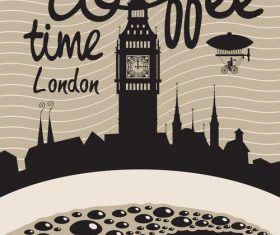 Coffee time vintage city poster template vector 05