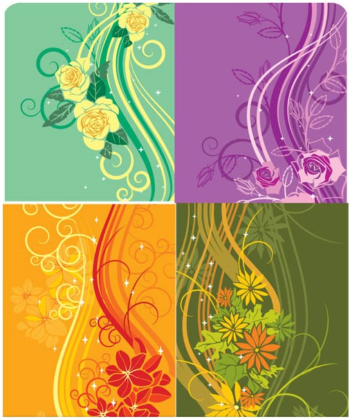 Colofrul Flowers Patterns vectors graphic