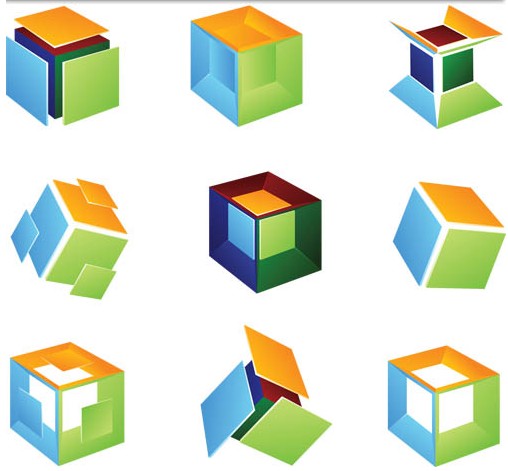 Coloful Cube Logotypes Vector Illustration