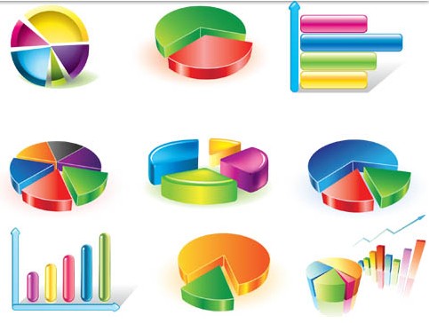 Color 3D Statistics Icons Vector creative