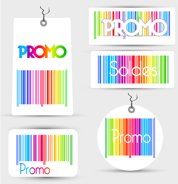 Color Barcode promo labels vector graphic