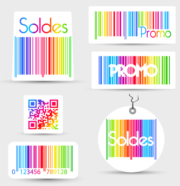 Color Barcode soldes labels vectors graphic