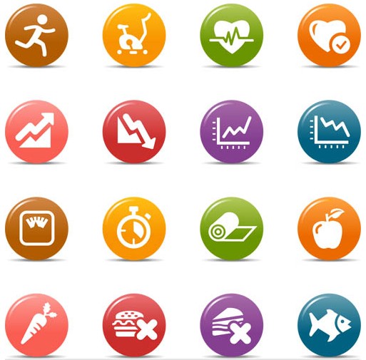 Color Fitness Icons vectors
