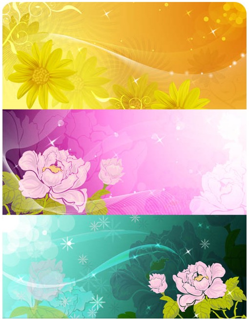 Color Flower Banners vector material