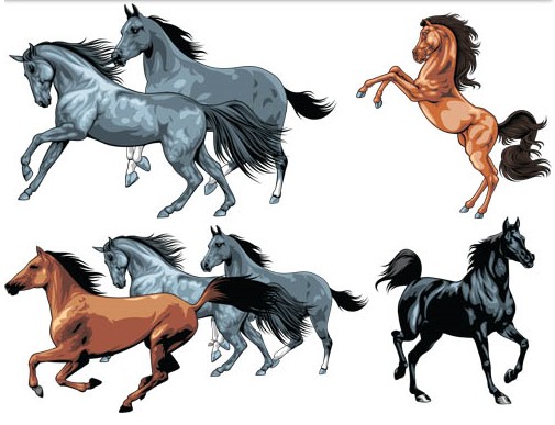 Color Horses graphic vector free download