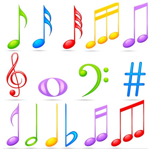 Color Music Symbols art set vector