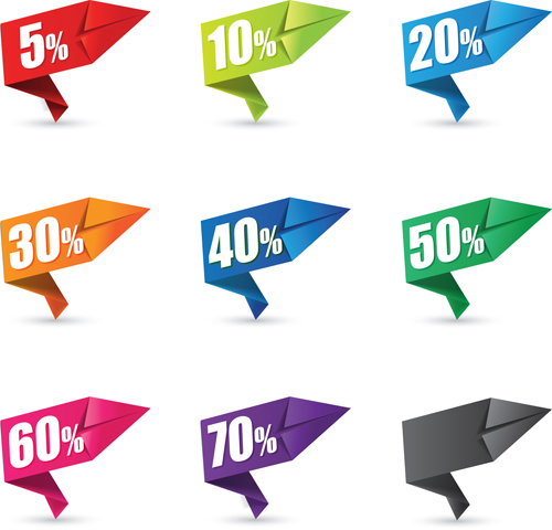 Color Origami sale labels 1 vector