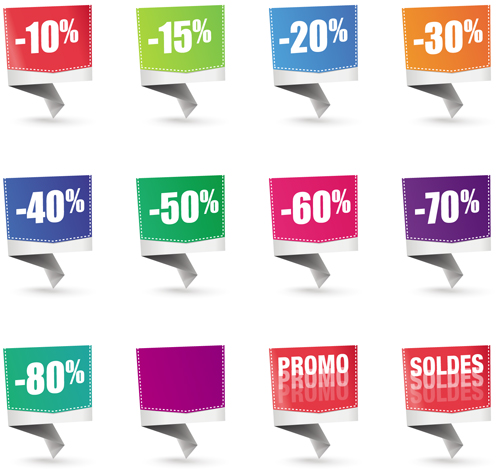Color Origami sale labels 2 vector
