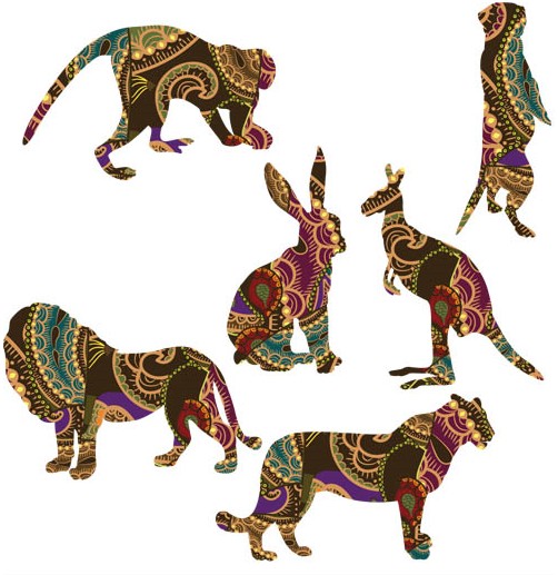 Color Ornaments Animals Illustration vector
