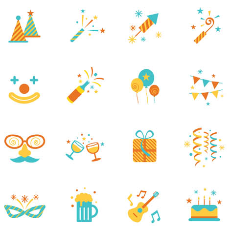 Color Party Icons Set vectors