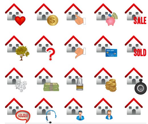 Color Real Estate Icons art vector