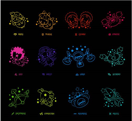 Color Zodiac Symbols vector