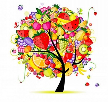 Color creative fruit tree vector graphics