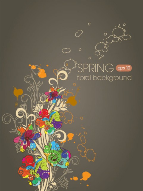Color hand-painted flowers vector