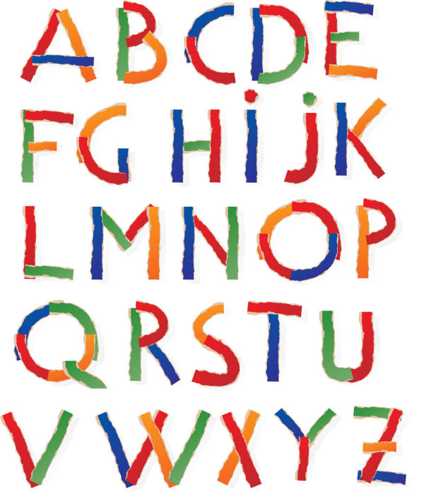 Color paper alphabet vector