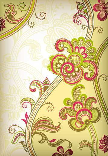 Color retro floral 1 vector graphic