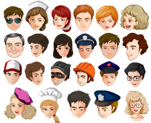 Colored People Avatars 10 vector